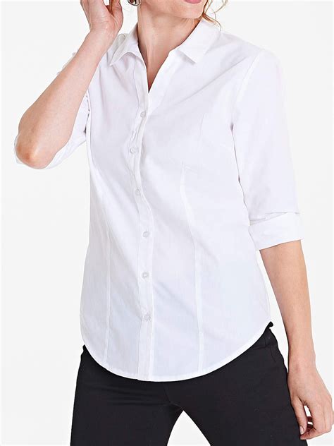 Capsule Capsule White Three Quarter Sleeve Cotton Shirt Plus Size