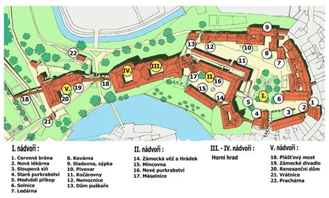 Plán areálu zámku Český Krumlov