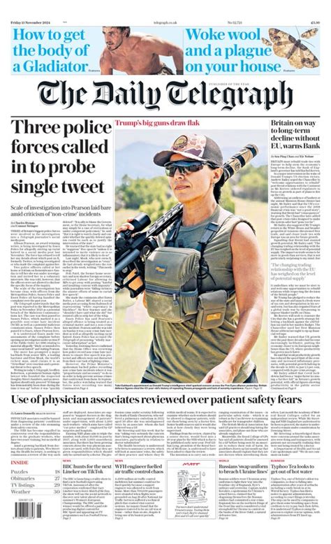 Daily Telegraph Front Page Th Of November Tomorrow S Papers Today