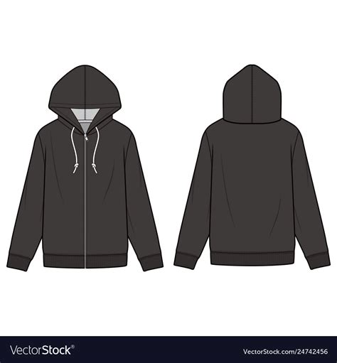 Hoodie Fashion Flat Sketch Template Royalty Free Vector