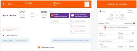 Comparando emissões Toronto para Bogotá na Classe Executiva da Air