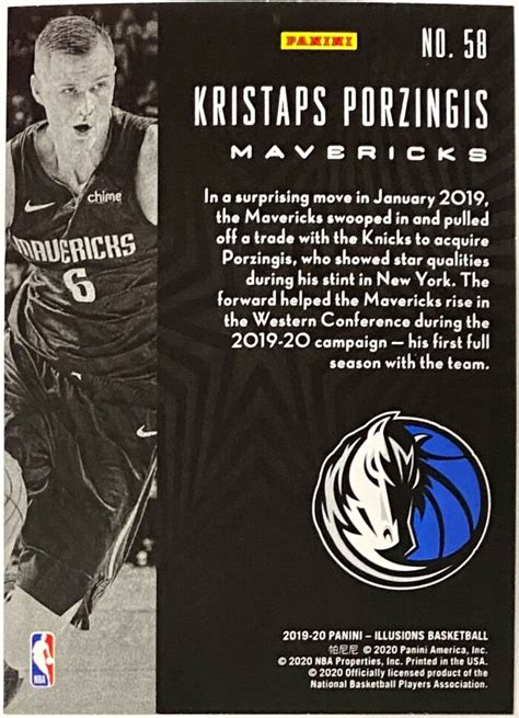 Kristaps Porzingis 2019 20 Panini Illusions Basketball Dallas Mavericks