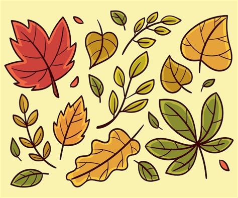 Colección de hojas de otoño dibujadas a mano Vector Gratis