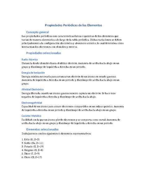 Una De Las Propiedades Periódicas De Los Elementos Es El 2