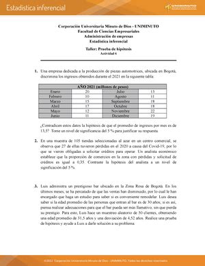 Actividad Taller Sobre Nociones B Sicas De Probabilidad Estad Stica