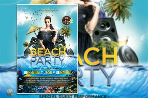 Beach Party Flyer Template Grafica Di Tebha Workspace · Creative Fabrica