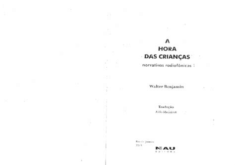 A Hora Das Crianças Walter Benjamin - (PDF) Benjamin - "A hora das crianças": narrativas radiofônicas