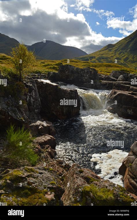 Glen Etive waterfalls on river Etive Stock Photo - Alamy