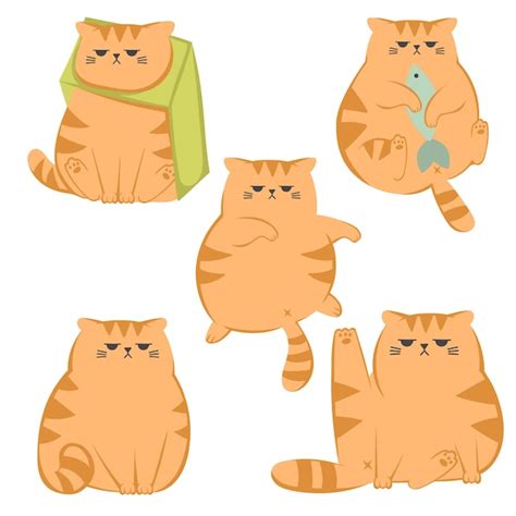 Premium Vector Cute Cat Sticker Cat Vector Set