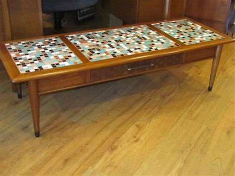 Lane Vintage Mid Century Walnut And Tile Coffee Table Reserved Etsy