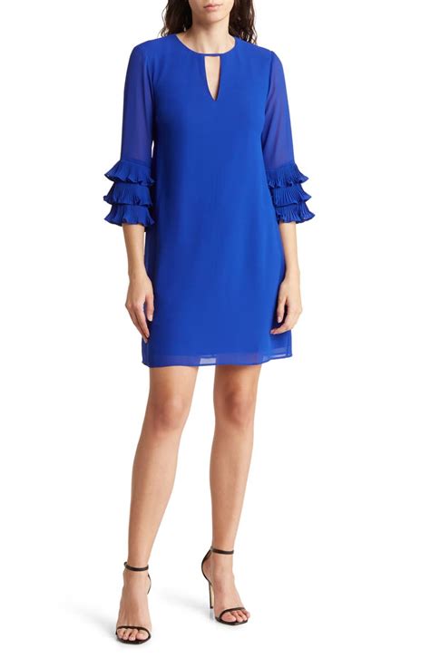 Vince Camuto Pleat Sleeve Chiffon Shift Dress Nordstromrack