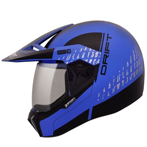 Capacete Bieffe Sport Drift Azul Fosco Preto Cross Submarino