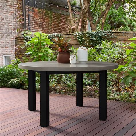 Portside Aluminum Outdoor Concrete Round Dining Table West Elm