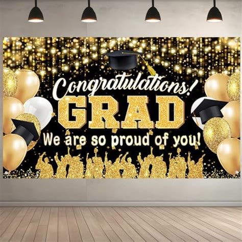 Kalor Gold Graduation Backdrop Banner 70 X 42 Congrats