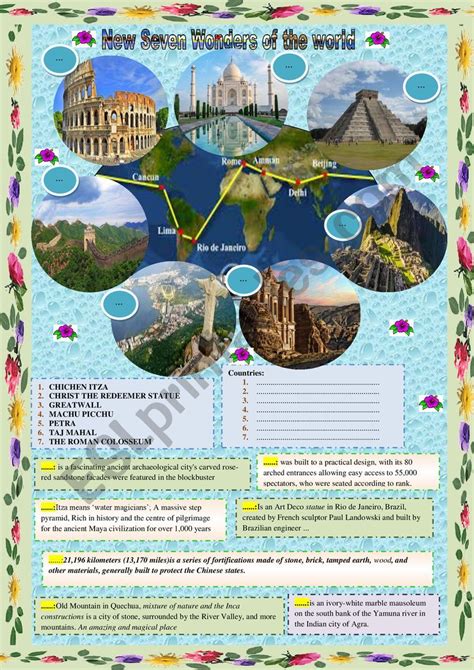 Modern Seven Wonders - ESL worksheet by kalaa