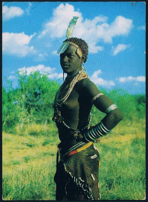 Vintage Used Ethiopian Postcard Half Naked Woman 1971 13 Etsy