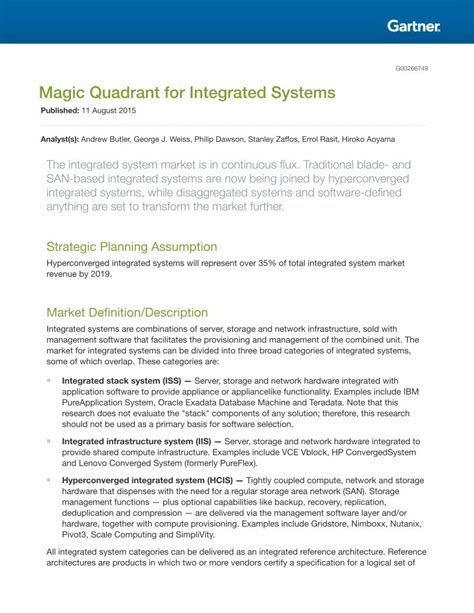 (PDF) Magic Quadrant for Integrated Systems - Oracle · PDF ...