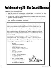 Problem Solving The Desert Dilemma Pdf Follow These Instructions