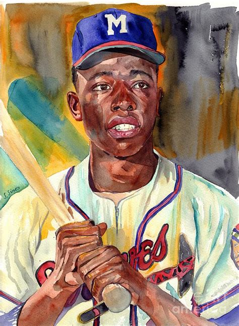 Hank Aaron Baseball Star Painting By Suzann Sines Pixels