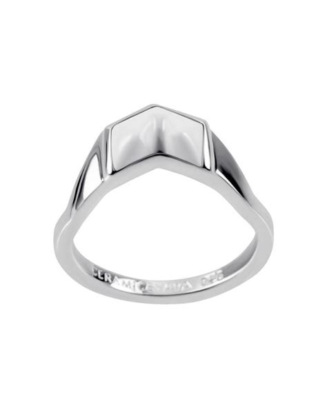 Chloe Ring, Silver | White – Ceramic by AVA