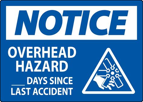 Notice Sign Overhead Hazard Days Since Last Accident Vector