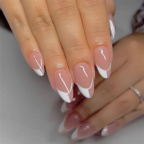 Amazon ArtiClaws Press On Nails Medium Almond Nude Pink French Tip