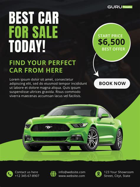 Classic Car For Sale Flyer Template Guru Printables