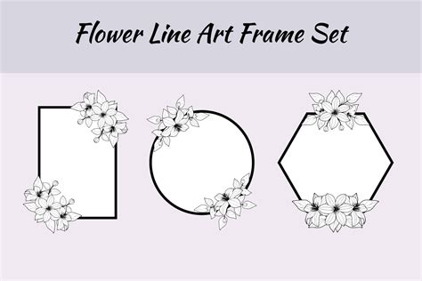 Floral Frame Lineart Clematis Flower Svg Graphic By Nurdesign99