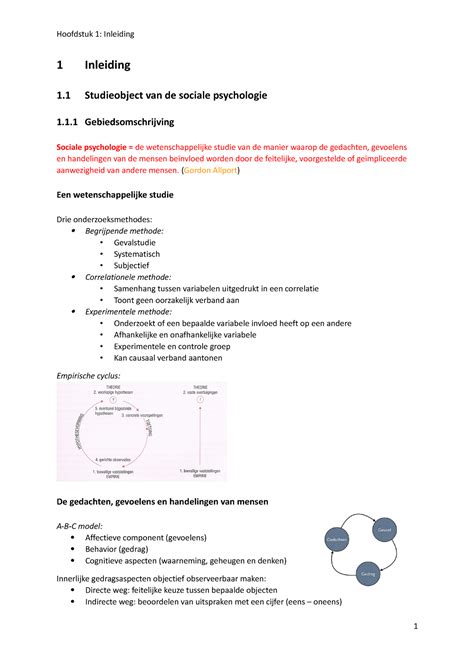 Samenvatting Sociale Psychologie Hoofdstuk Inleiding Inleiding