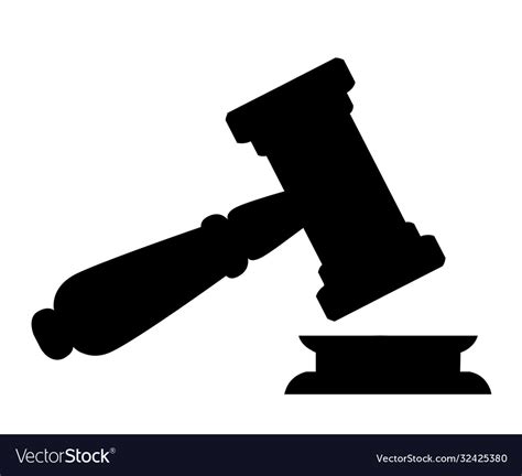 Black silhouette judge wood hammer gavel Vector Image