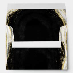 Black White Gold Geode Agate Monogram Wedding Envelope Zazzle