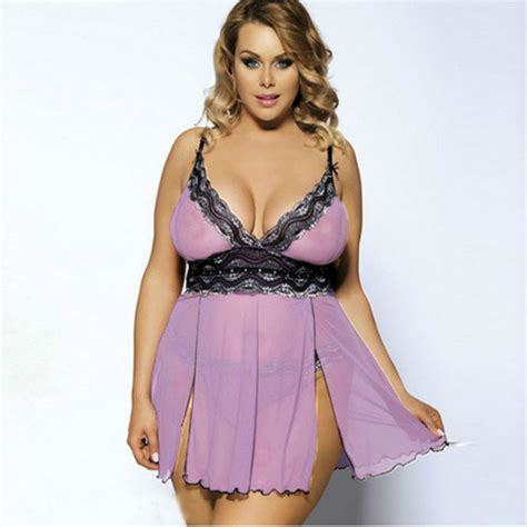 Violet Sexy Sling Lace Chiffon Nightdress Pic Sex