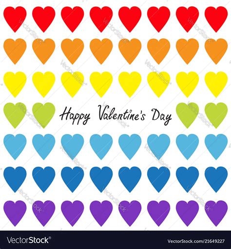 Happy Valentines Day Rainbow Heart Set Gay Flag Vector Image