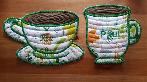 Free In The Hoop Coffee Cup Coaster Machine Embroidery Ideas