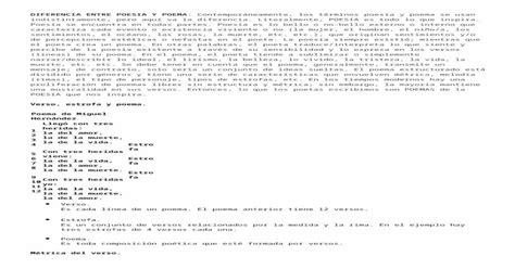 Diferencia Entre Poesia Y Poema Para Clase De Vanguardias DOCX Document