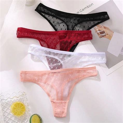 Strings Sexy En Dentelle Pour Femmes Culottes Transparentes Taille