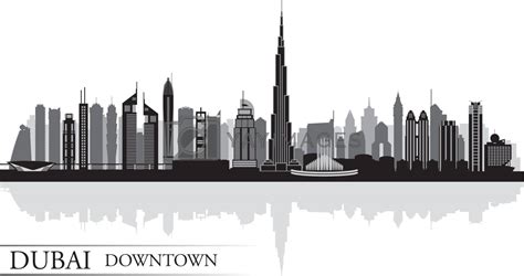 Dubai Downtown City Skyline Silhouette Background By Ray Of Light