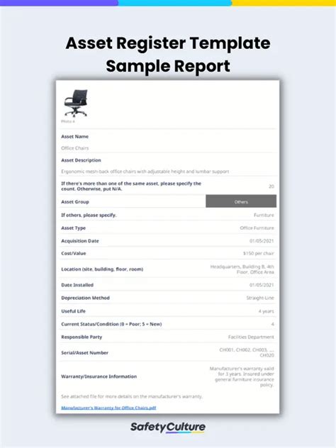 Free Asset Register Templates Pdf Safetyculture