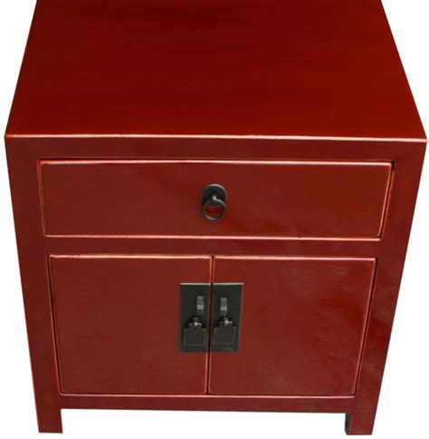 Oriental Red Painted Bedside Table