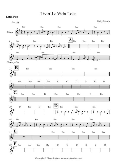 Livin La Vida Loca Arr Mateo Aguilar By Ricky Martin Sheet Music