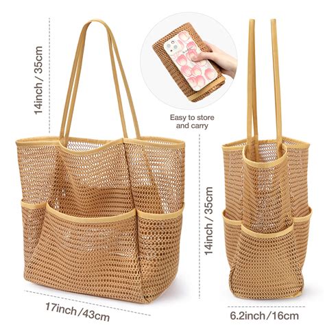 Kpx Mesh Beach Bag Sandproof Waterproof Large Foldable Pool Travel Summer Tote Bag For