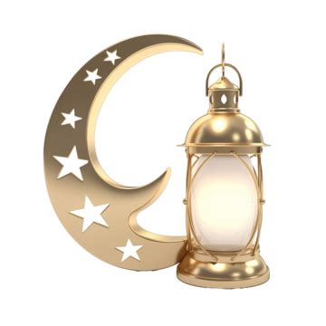 3d Render Lantern And Crescent Moon Element Greeting Card Half Moon