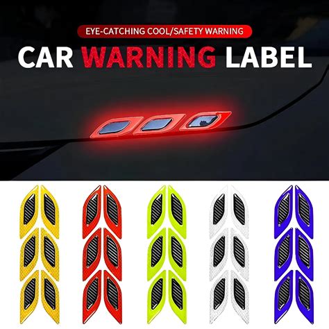 6Pcs Adesivi Riflettenti Per Auto 3D Car Styling Strisce Riflettenti In