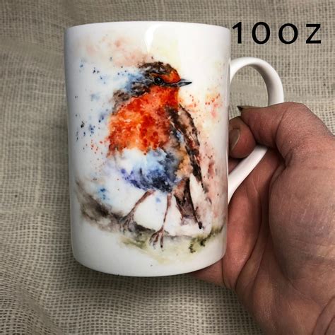 Robin Bone China Mug Gekko Art Watercolours