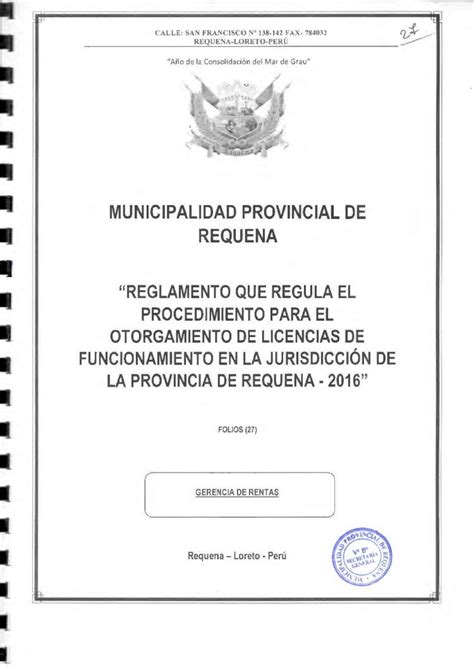 Pdf Municipalidad Provincial De Re Quena Re Quena Reglamento Que