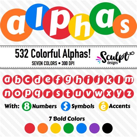 Colorful Alphabet ~ Letters, Numbers, Symbols ~ Bold Colors | Lower ...