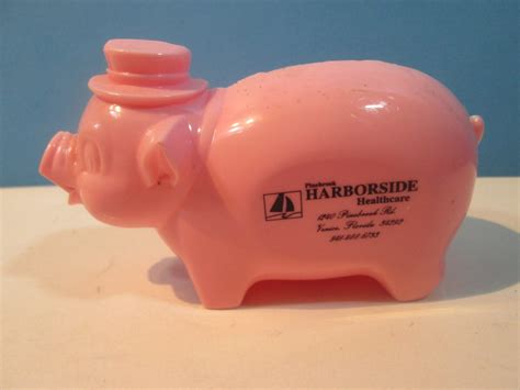 vintage pink plastic still piggy bank harborside by njdigfinds