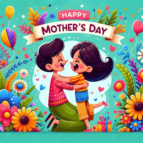 Premium Photo Mothers Day Illustration For Happy Mothers Day Cartoon