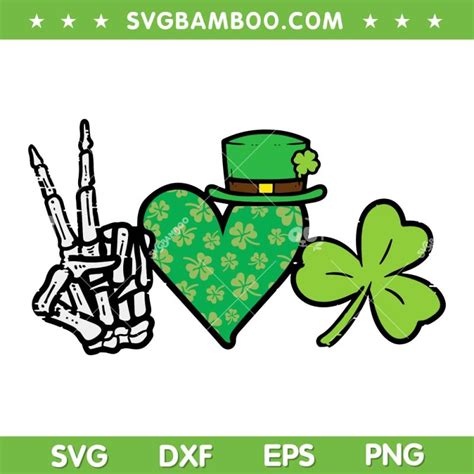 St Patricks Day Peace Love Shamrock Svg Png