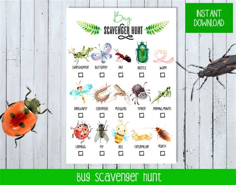 Printable Bug Scavenger Hunt For Kids Bug Scavenger Hunt For Etsy